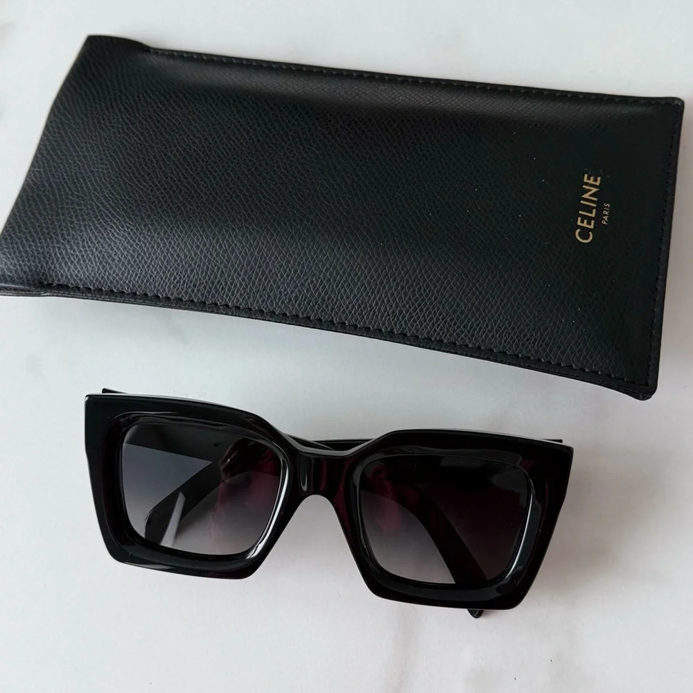 Authentic NEW Celine Black Rectangle Acetate sunglasses - Picture 3 of 17